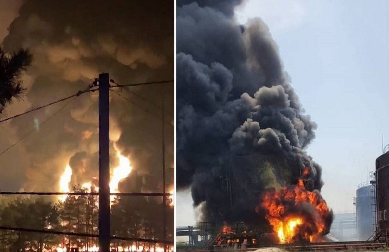 У Брянській області РФ спалахнули резервуари з нафтопродуктами, Курська область частково знеструмлена. Фото і відео