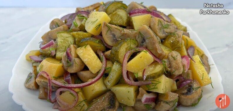 Рецепт картопляного салату з грибами без майонезу