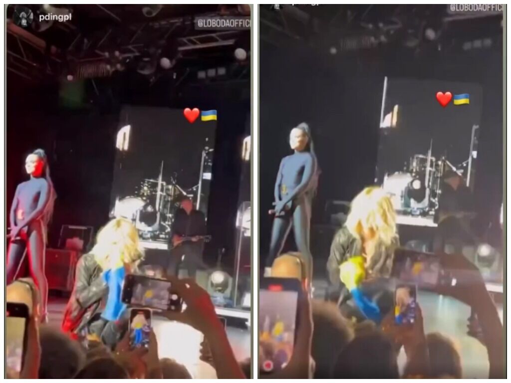 Лобода поцеловала сине-желтый флаг фаната на сцене во время благотворительного концерта в Нью-Йорке. Видео