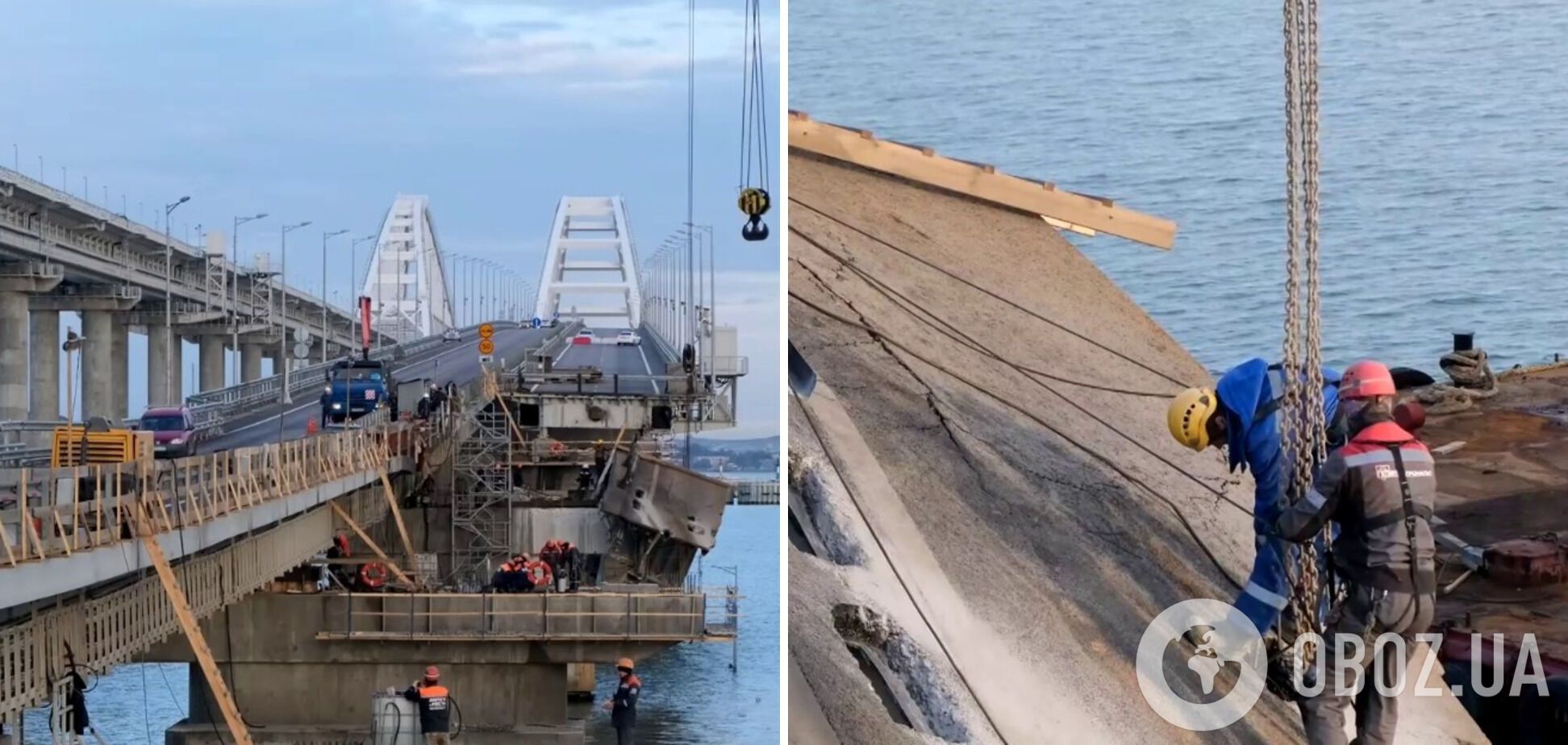 Знайшли нові пошкодження: окупанти розповіли, коли повністю планують відновити рух Кримським мостом