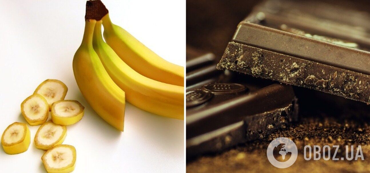 Десерт з бананом та шоколадом