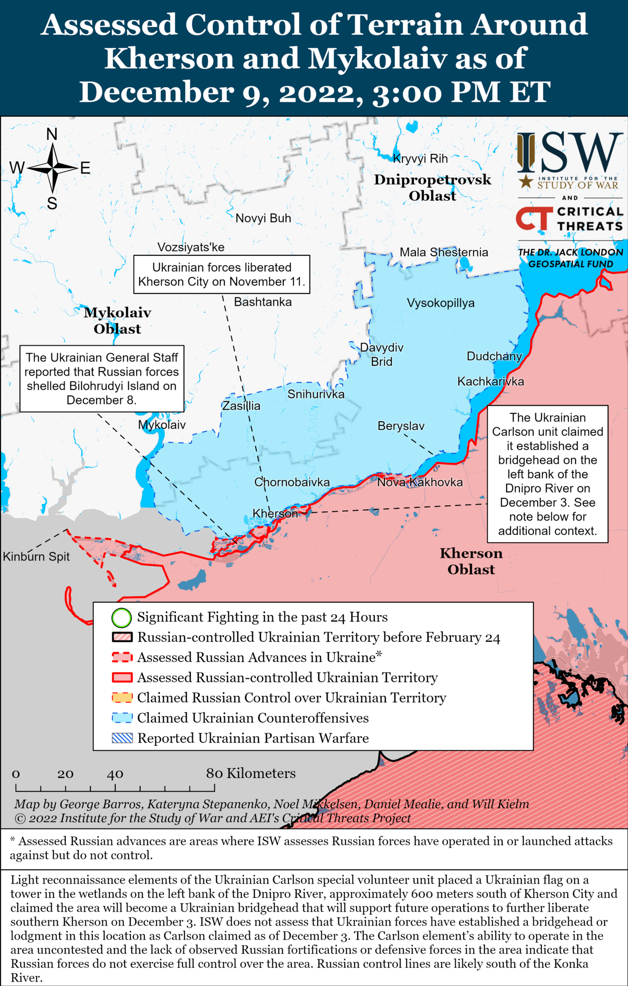 Карта бойових дій на Херсонщині