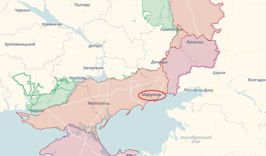 Мариуполь на карте Украины