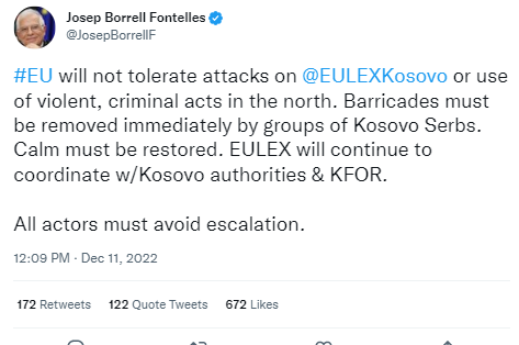 У Косово напали на місію ЄС: президент Сербії заявив про "найважчий вечір у його історії"