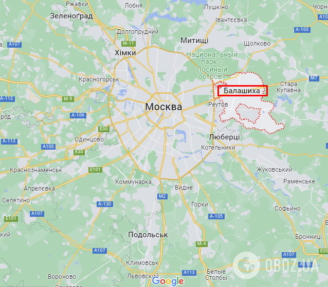 Балашиха на карті