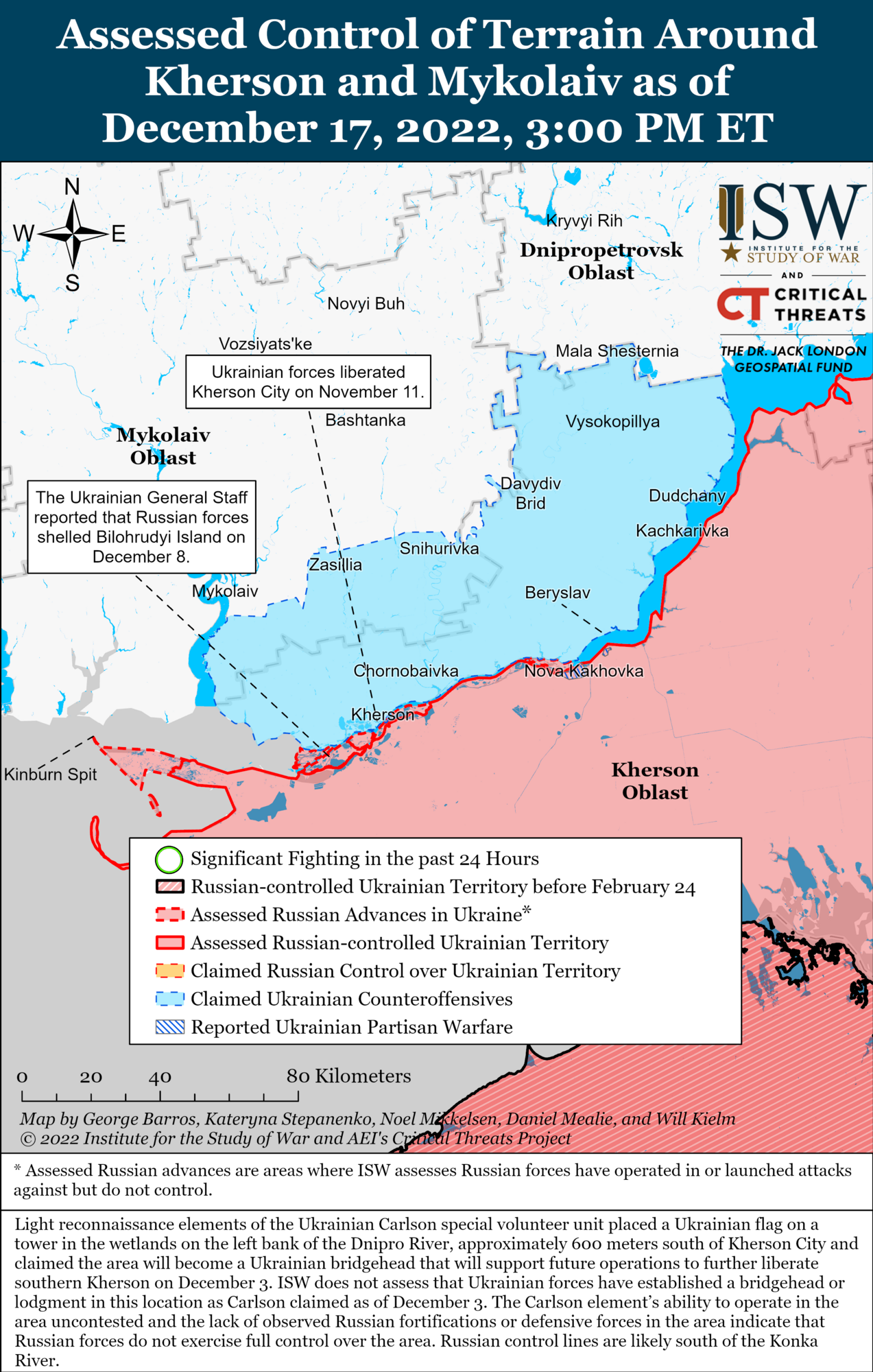 Карта бойових дій на Херсонщині