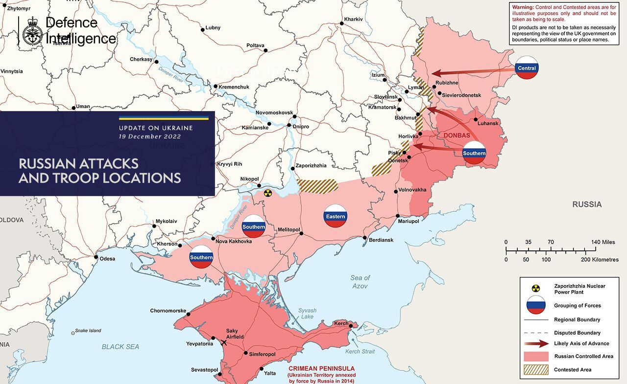 Карта боевых действий в Украине.