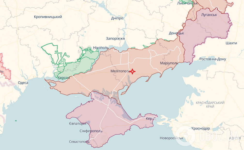 Мелітополь на карті України