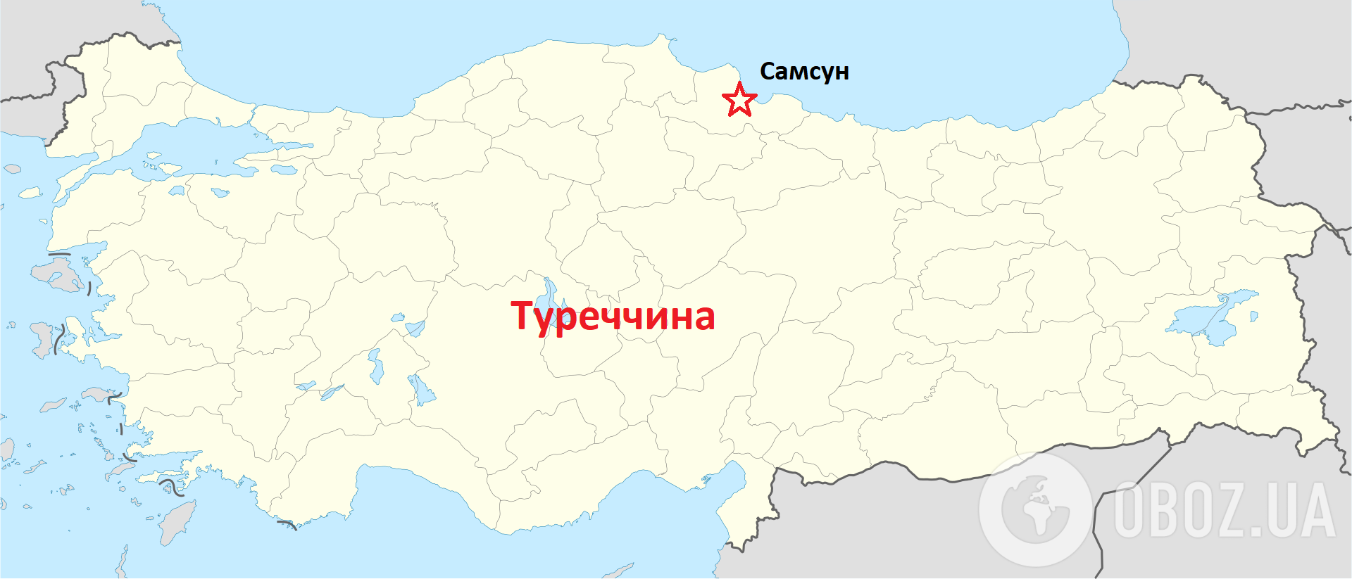 Самсун на карті Туреччини