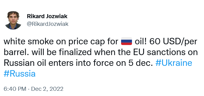 ЕС утвердил предельную цену на нефть из России
