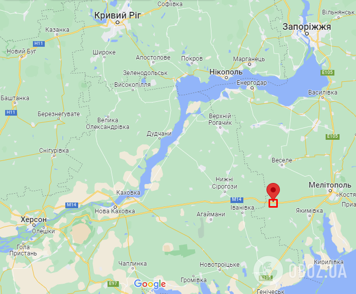 Село Черноземное Запорожской области на карте