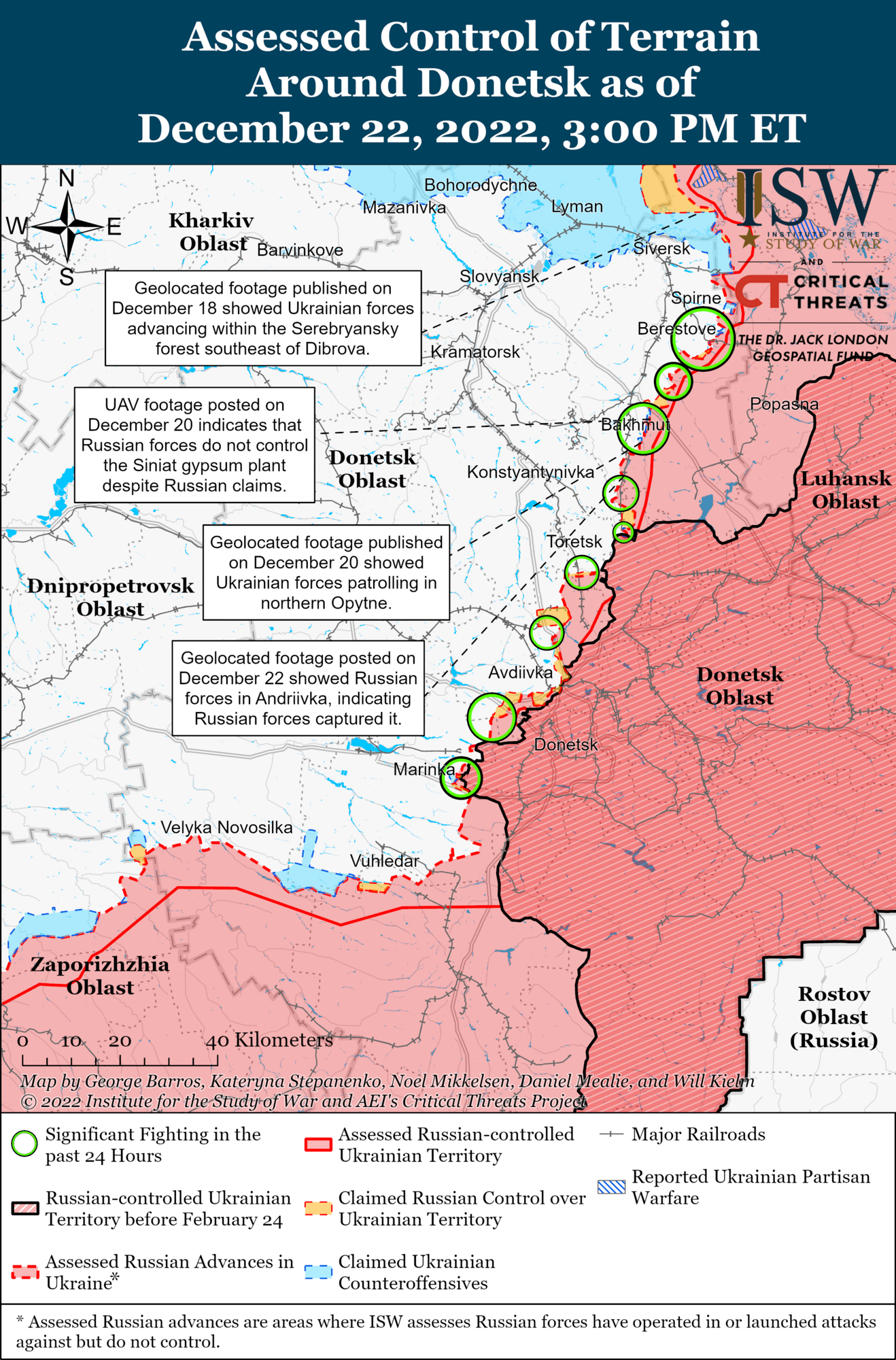 ВСУ ведут контрнаступление в районе Кременной, оккупанты не оставляют попыток захватить Бахмут: карта боевых действий