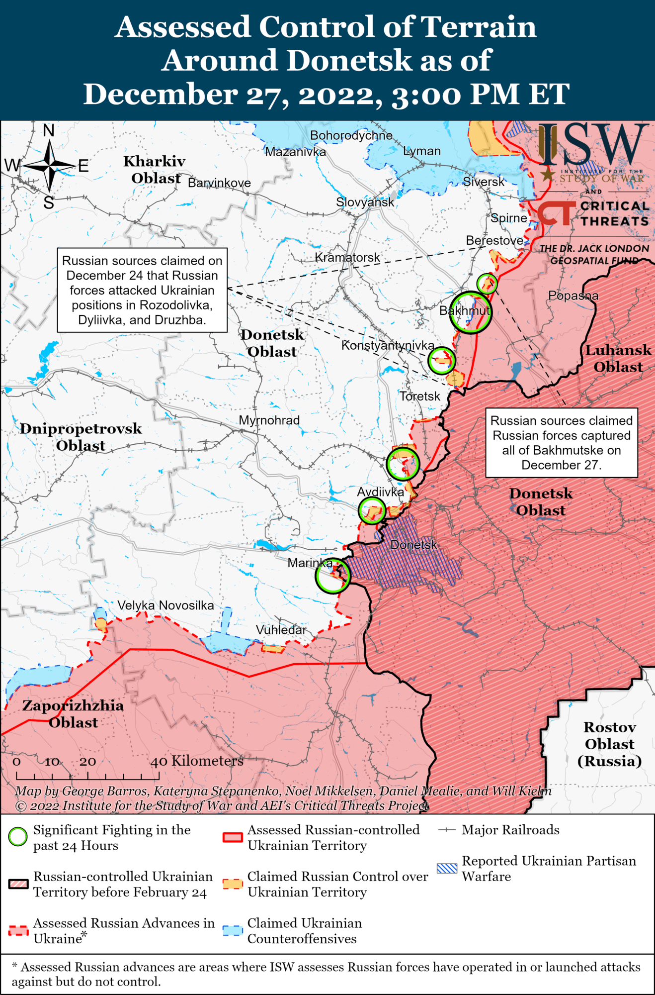ЗСУ досягли успіхів на північному сході України, ситуація в районі Бахмута близька до кульмінації: карта бойових дій від ISW
