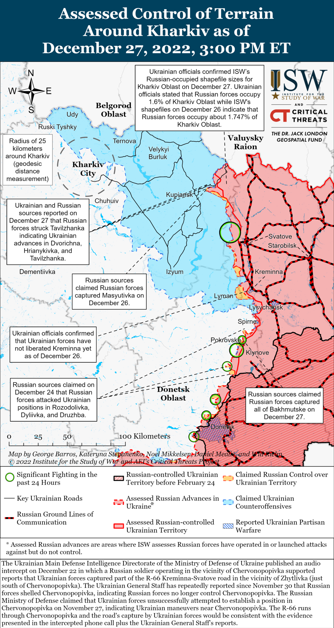 ЗСУ досягли успіхів на північному сході України, ситуація в районі Бахмута близька до кульмінації: карта бойових дій від ISW