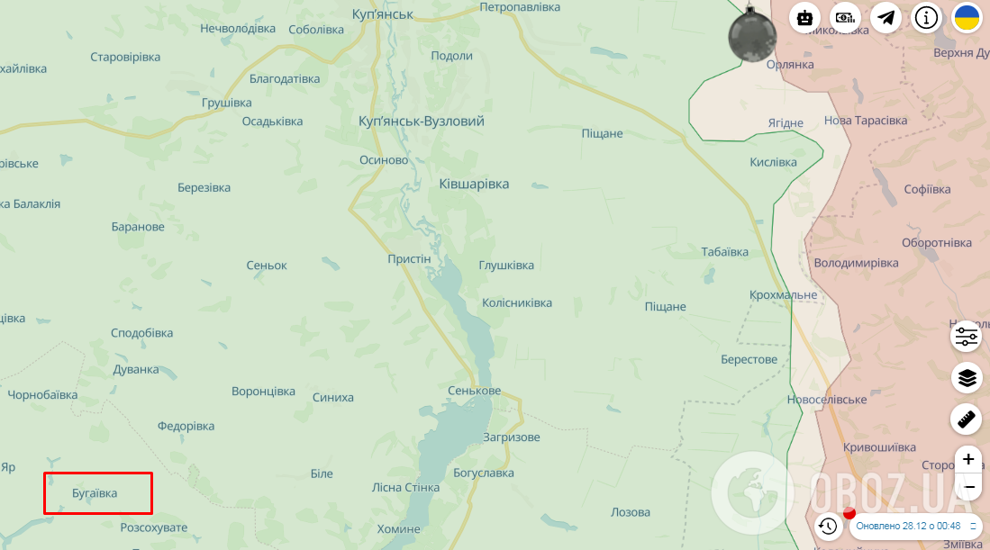 Деоккупированная Бугаевка на карте