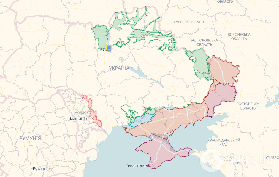 Карта оккупированных Россией территорий Украины