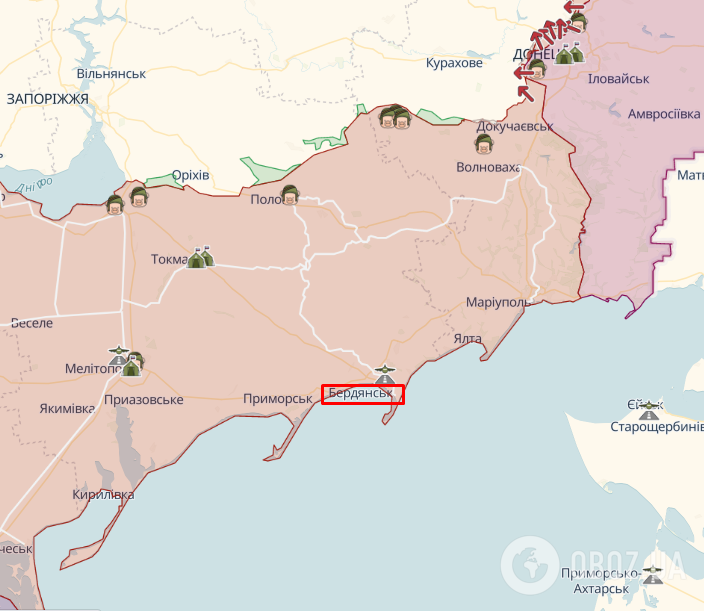Бердянск на карте