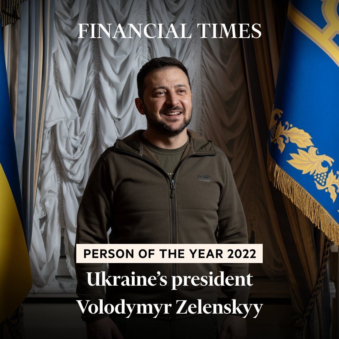 Financial Times назвала Зеленского человеком года, сравнив с Уинстоном Черчиллем, и отметила героизм украинцев в войне