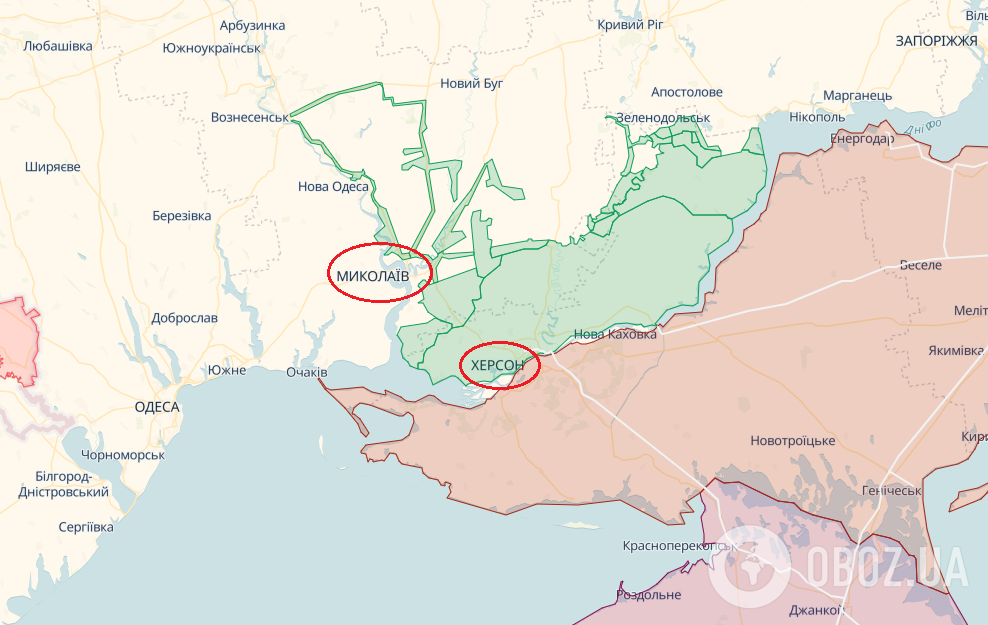 Херсон і Миколаїв на карті України