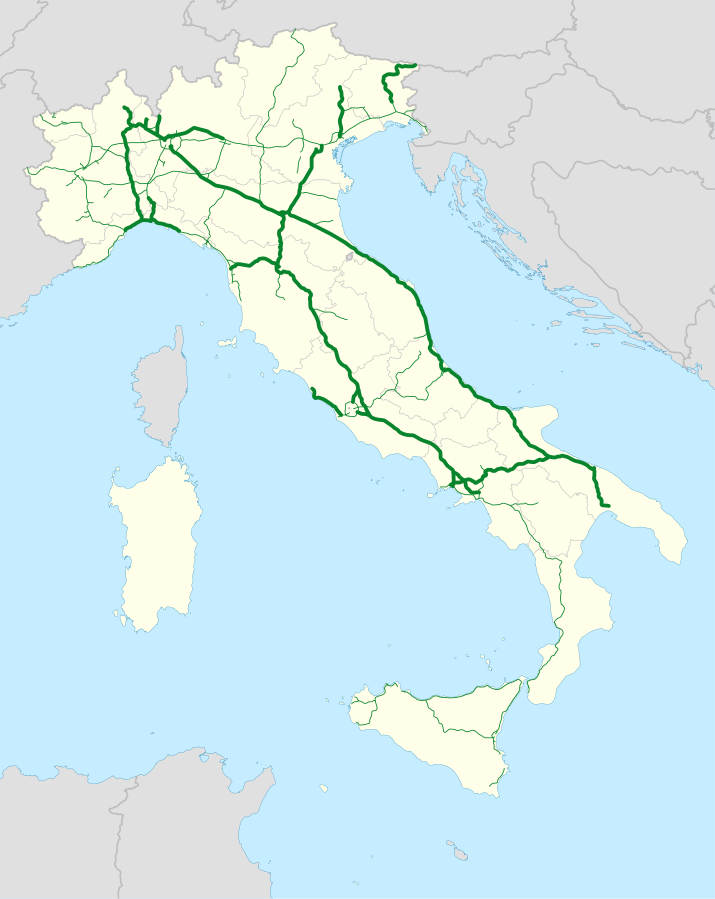 Карта автомагістралей в Італії