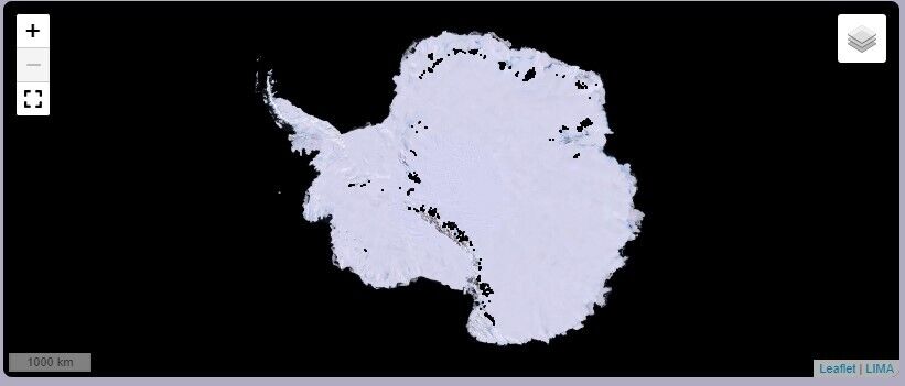 Карта расположения метеоритов в Антарктиде.
