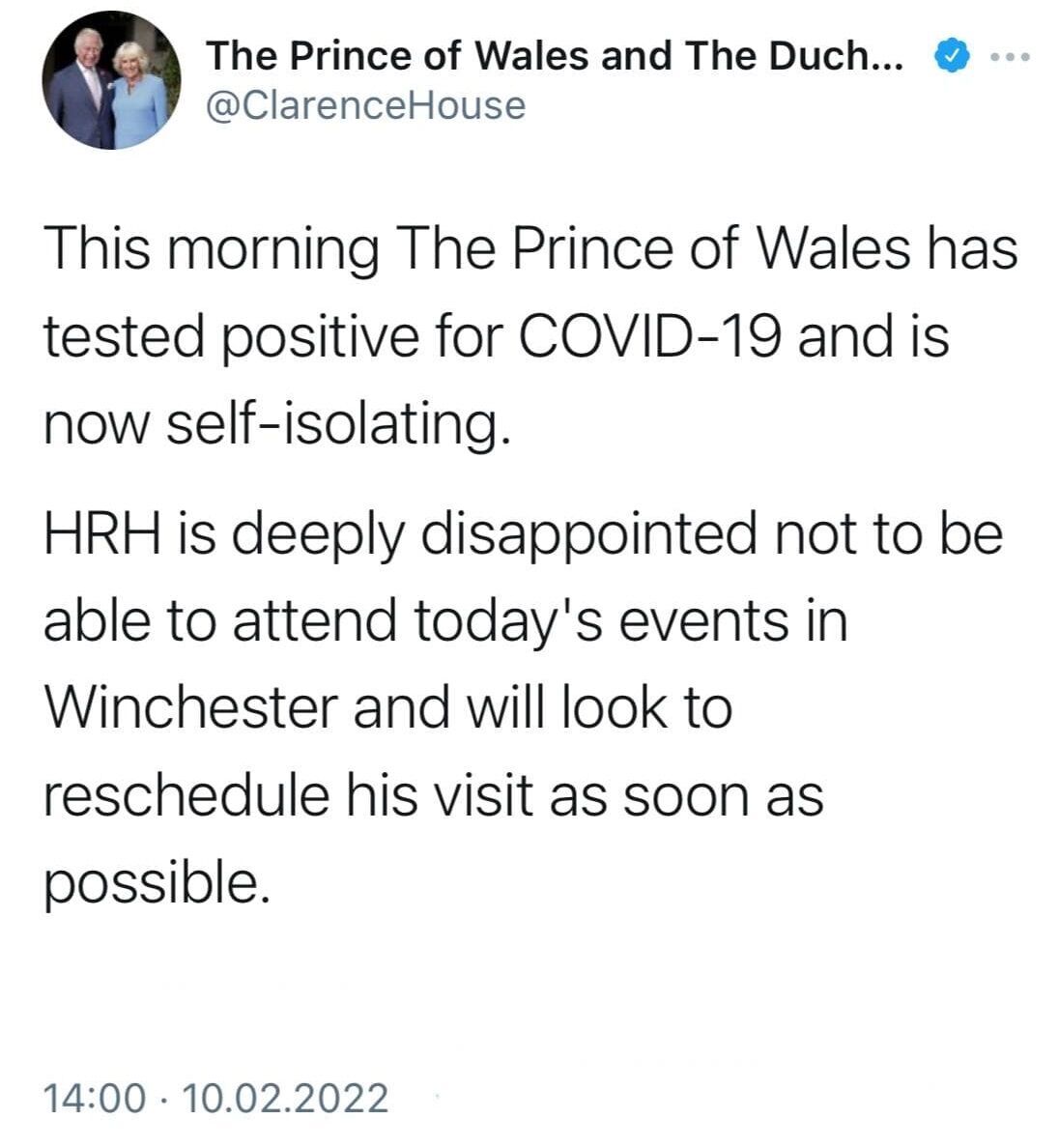 Заявление о болезни принца Чарльза.