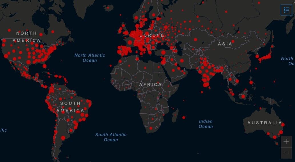 Карта поширення коронавірусу в світі