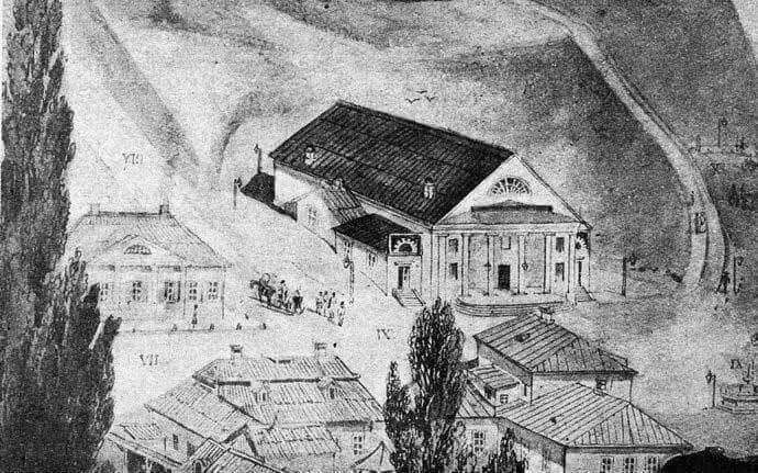 1806 год. Первый театр на Европейской (Театральной) площади.