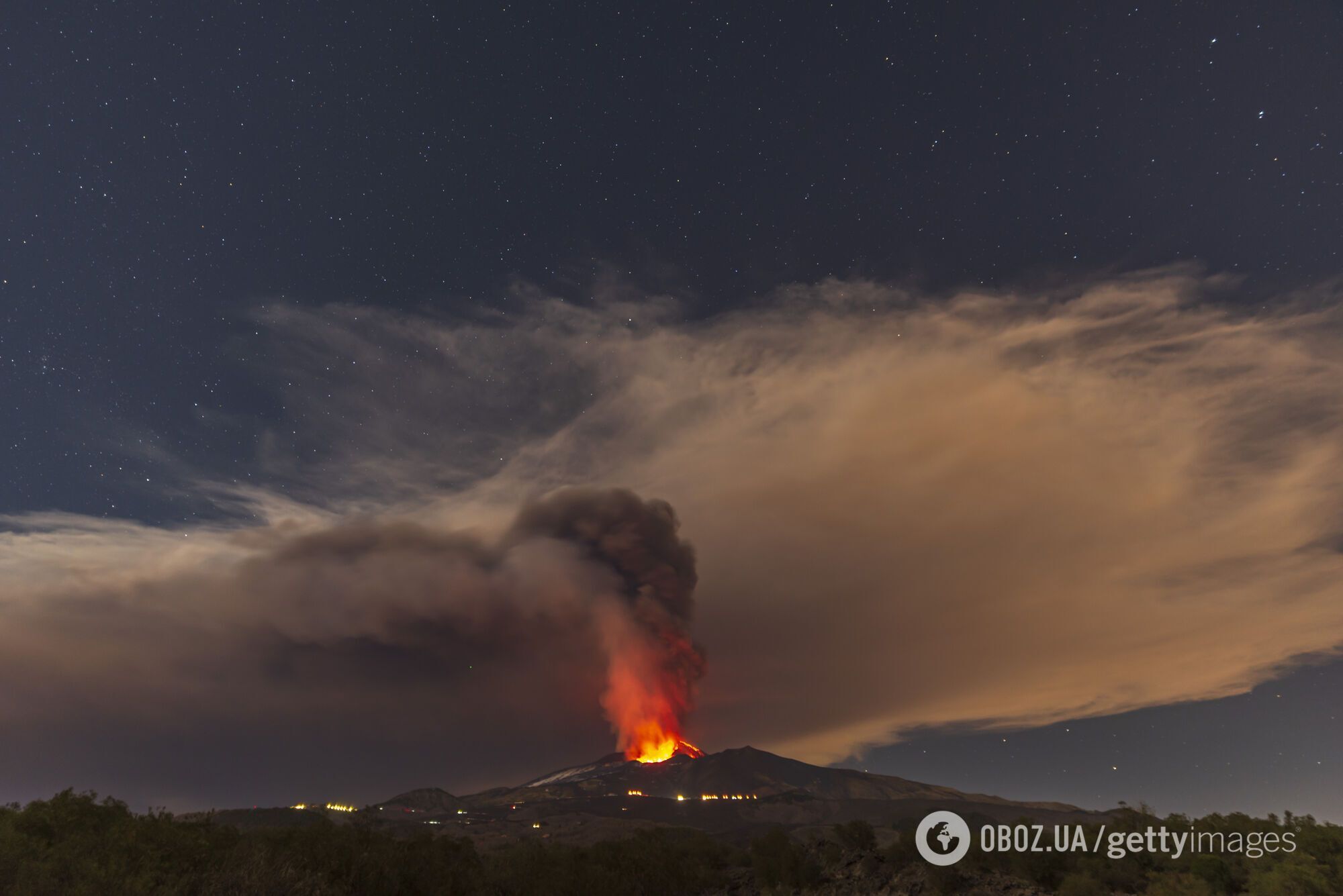 Виверження вулкана на острові Сицилія 10 лютого