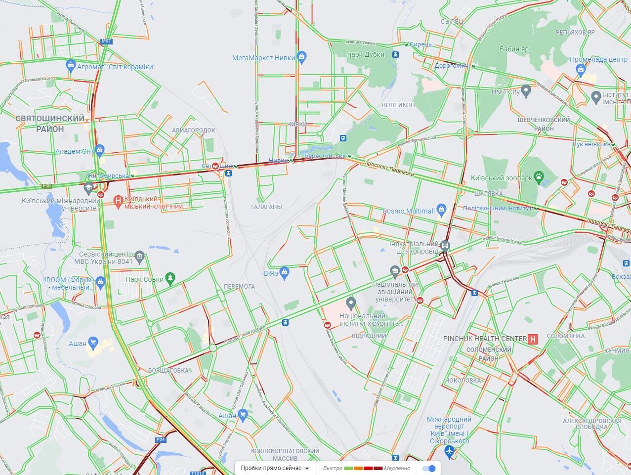 Святошинский район и проспект Победы.