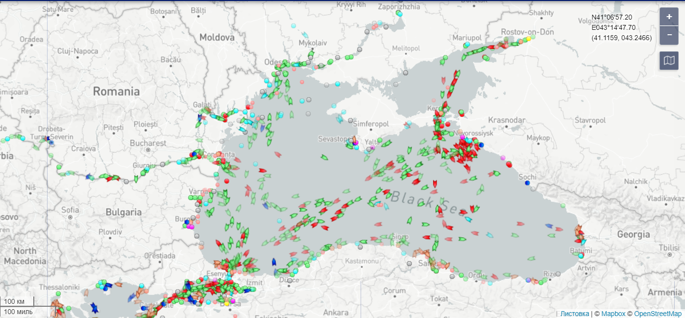 Ситуація у Чорному морі на 12:00 14 лютого