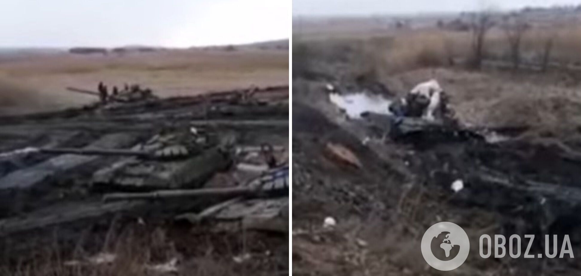 Российские танки застряли в грязи