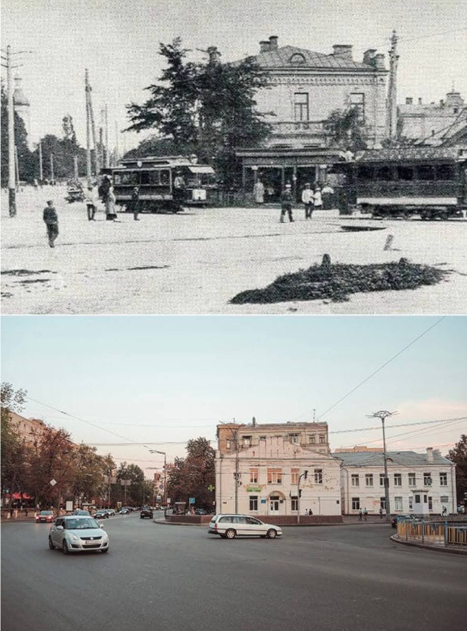 Арсенальная площадь в 1900-х и 2018-х годах.
