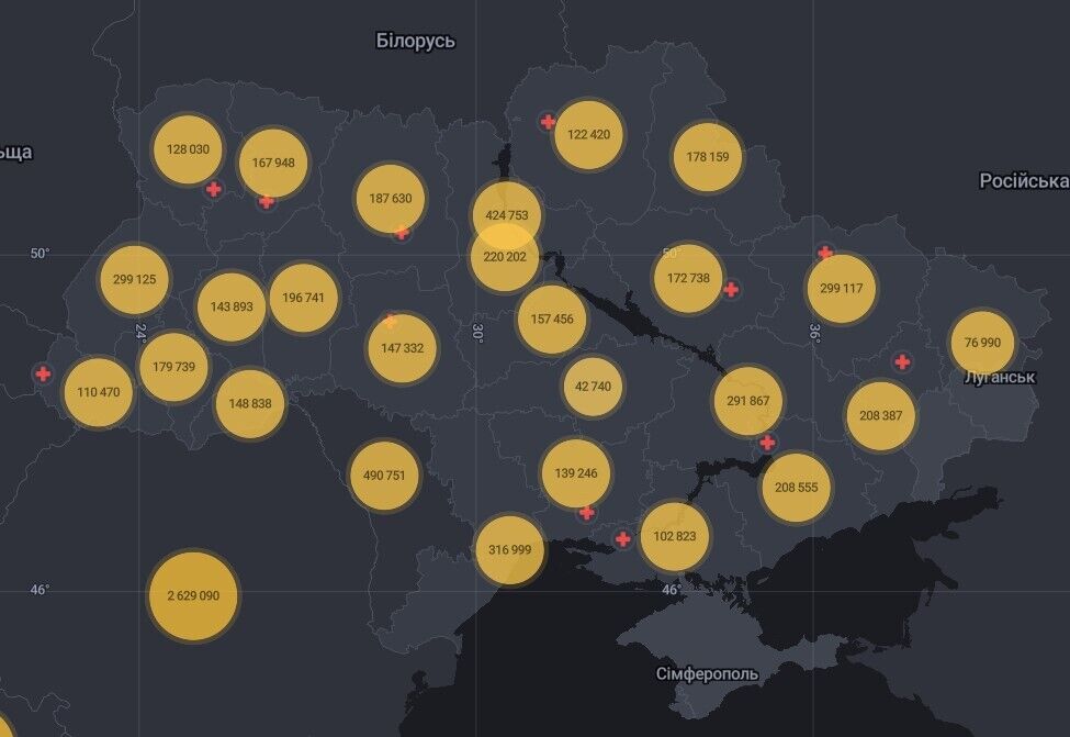 Карта поширення COVID-19 в Україні