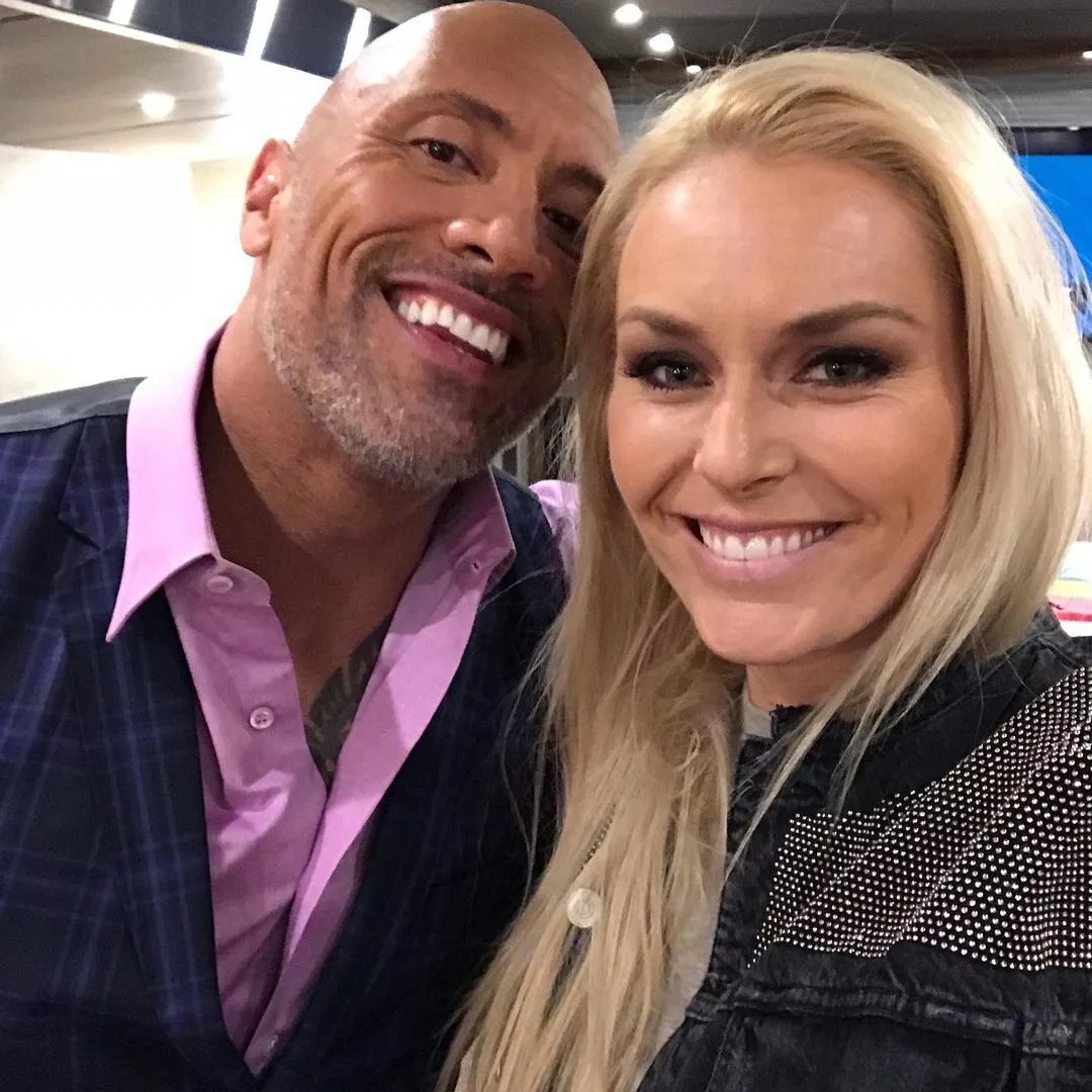 Ліндсі Вонн та Дуейн Джонсон.