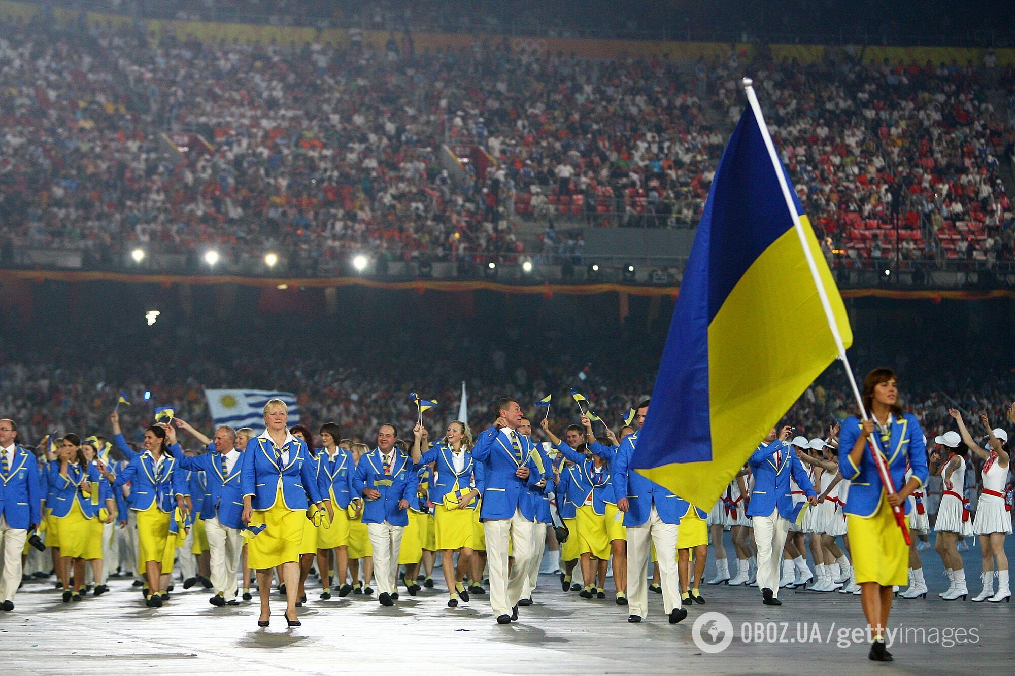 Сборная Украины на церемонии открытия на стадионе в Пекине в 2008 году