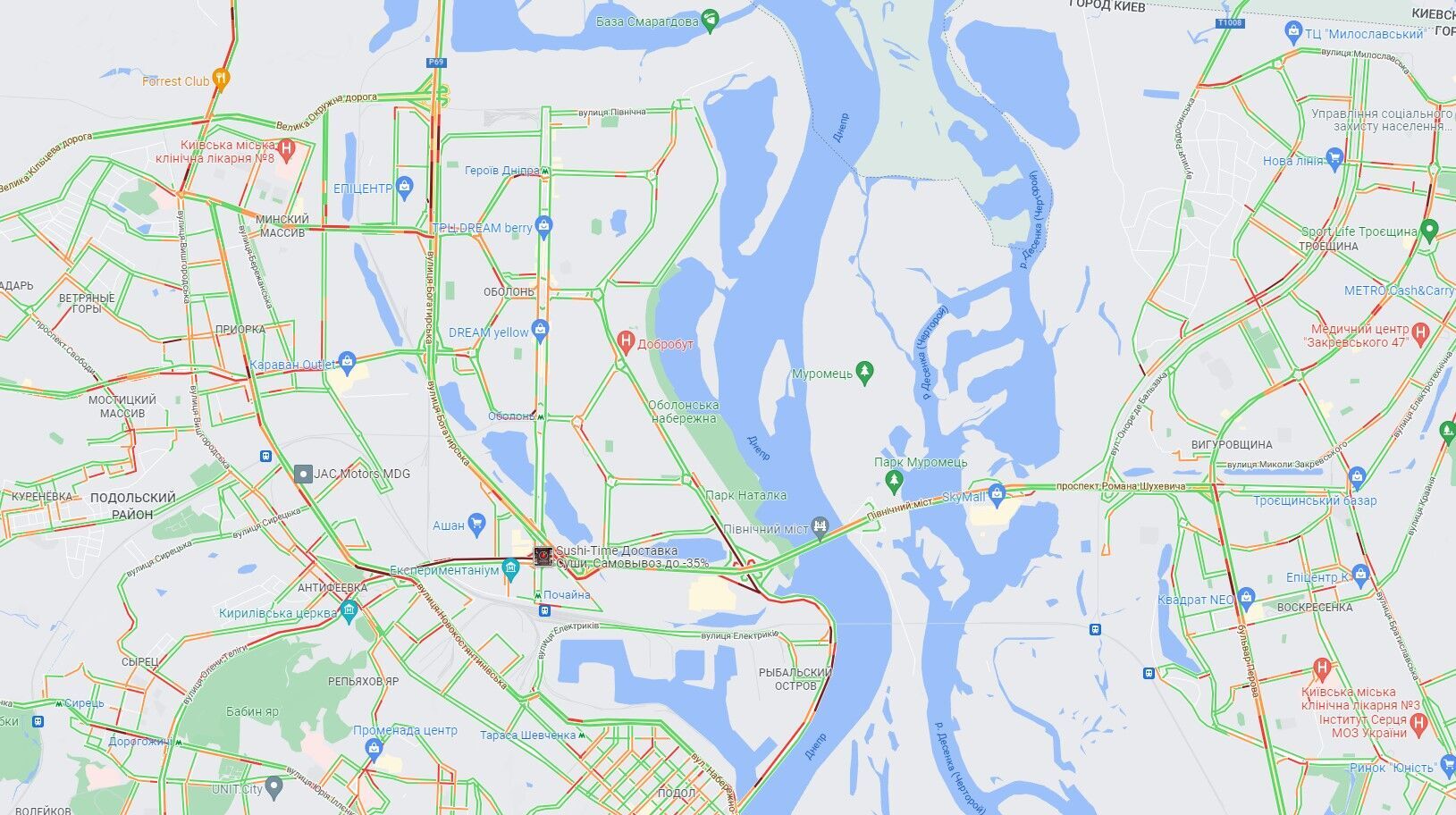 Оболонь и Троещина.