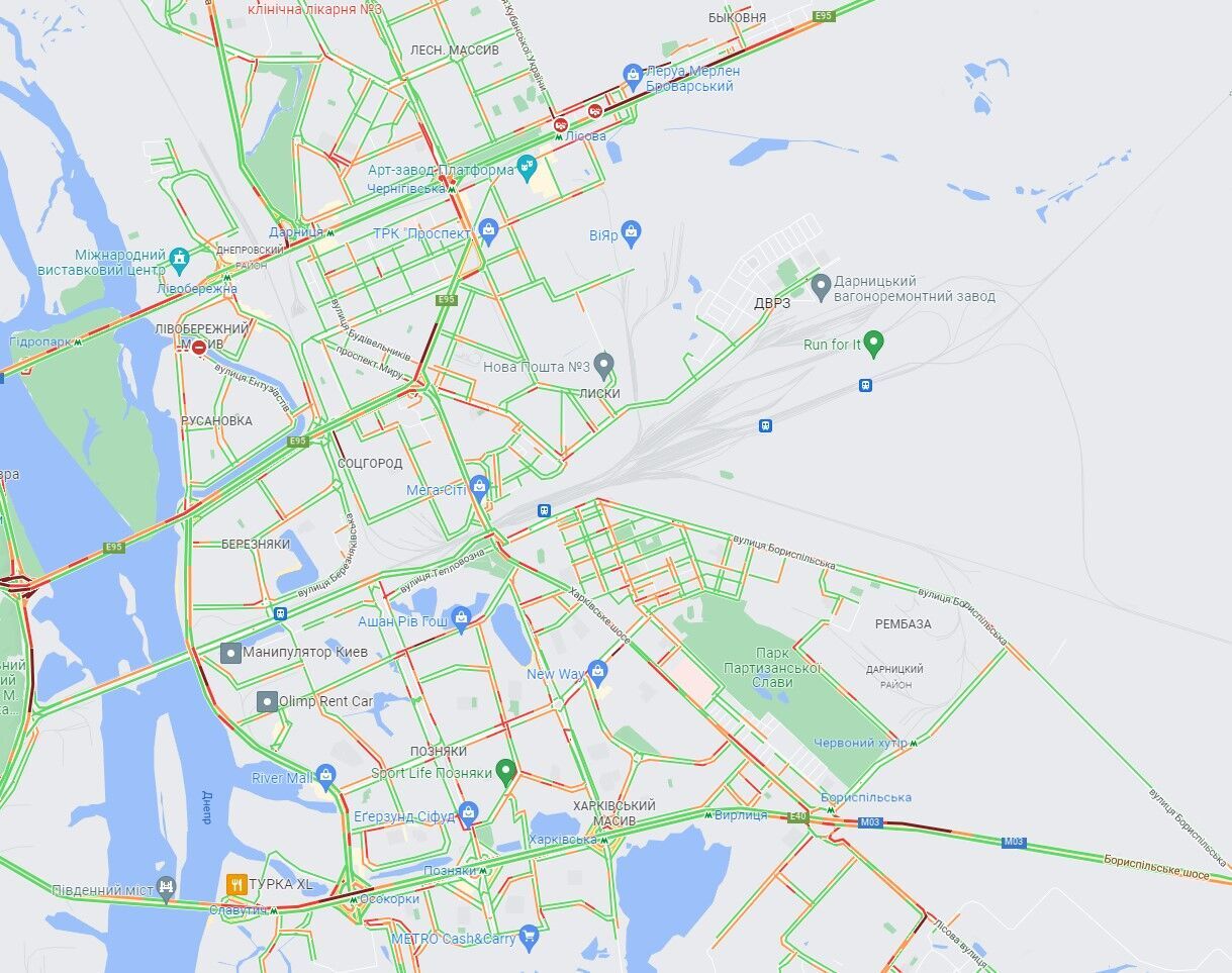 Дарницкий и частично Днепровский район.