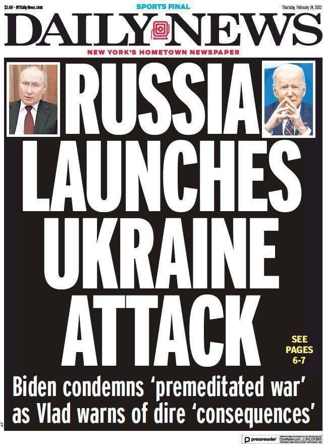 СМИ указали миру, что Россия напала на Украину