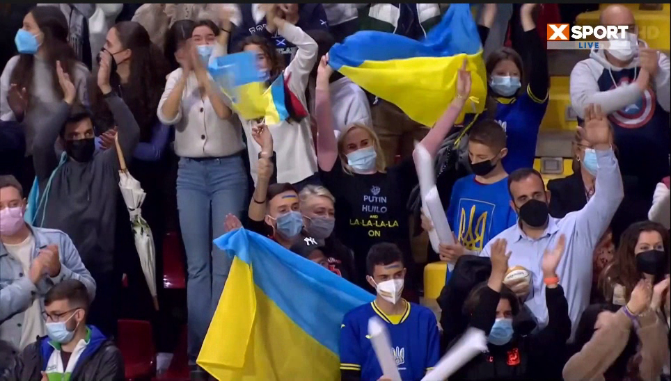 Украинские болельщики на матче с Испанией.