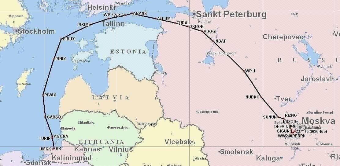 Так росіяни літатимуть із Москви до Калінінграду