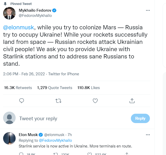 Маск открыл для украинцев Starlink