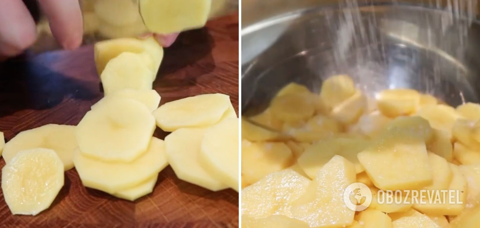 Нарезка картофеля одинаковыми кружочками