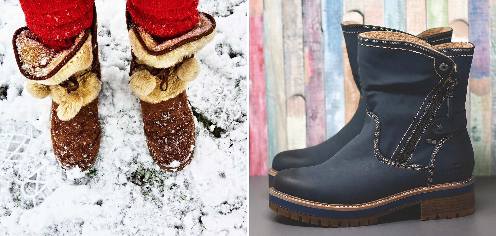 Защиту от влаги зимой обеспечивает хорошая прошивка и материал обуви.