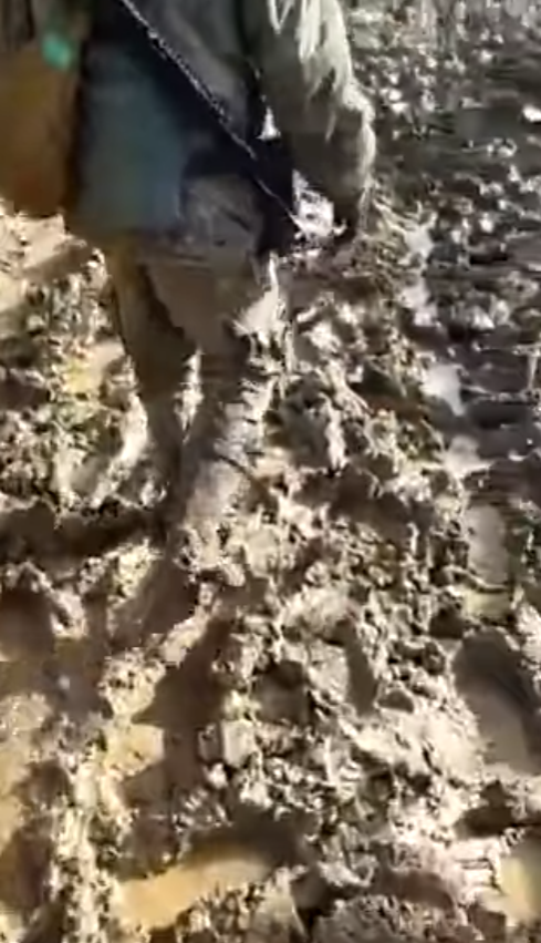 Российским военным пришлось ходить по грязи в одном из лагерей.