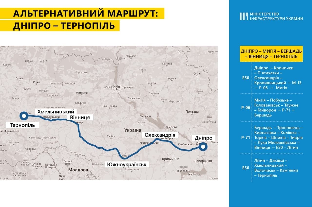 Мінінфраструктури підготувало мапи альтернативних маршрутів по Україні