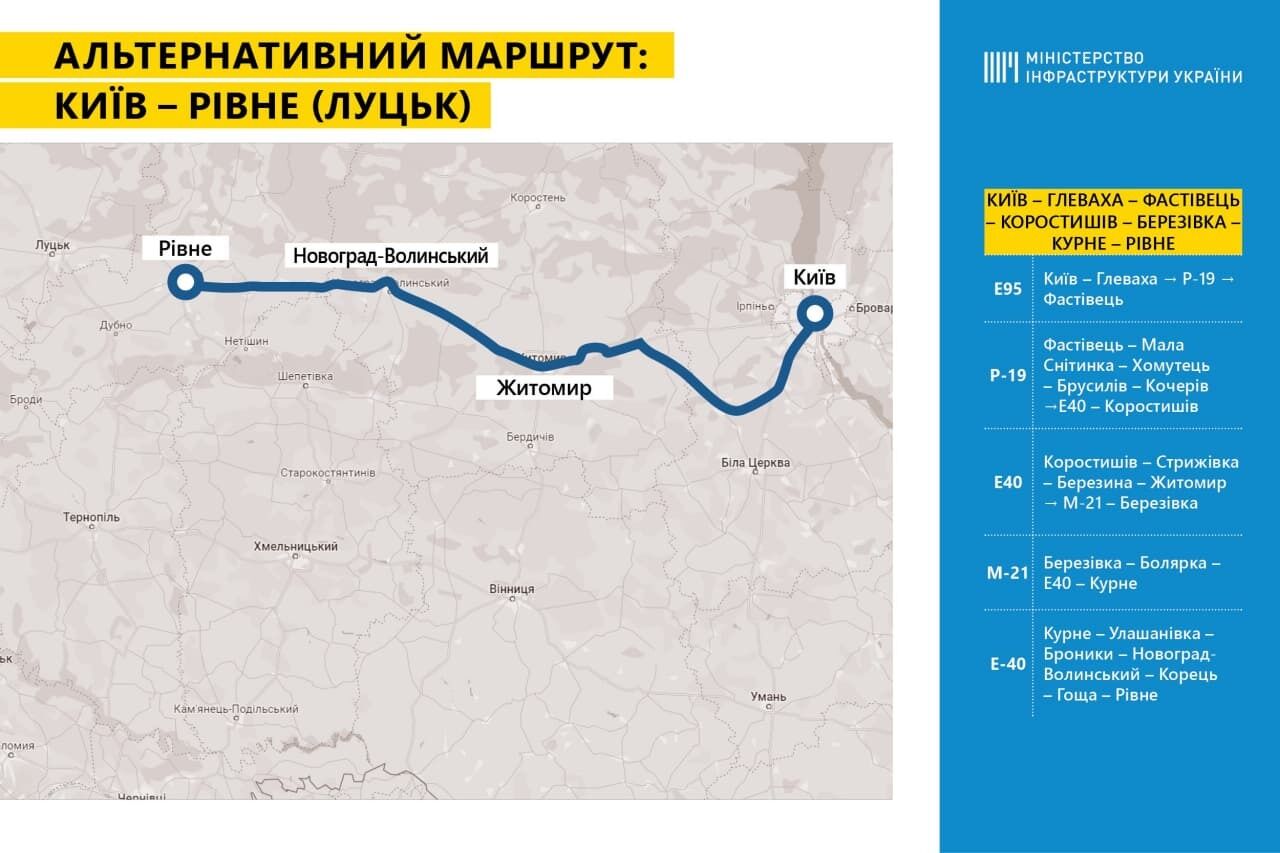 Мінінфраструктури підготувало мапи альтернативних маршрутів по Україні
