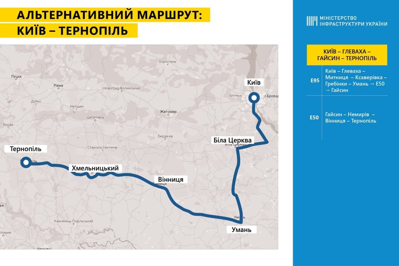 Альтернативный маршрут Киев-Тернополь