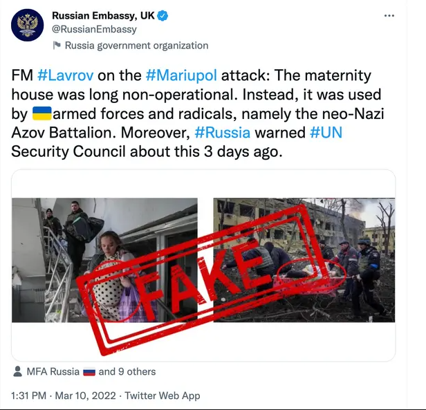 Twitter удалил фейк российского посольства в Лондоне о взрыве в роддоме Мариуполя