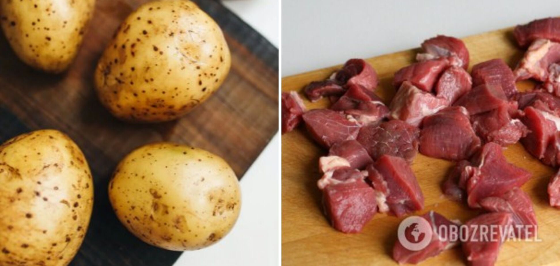 М`ясо та картопля для ковбаси